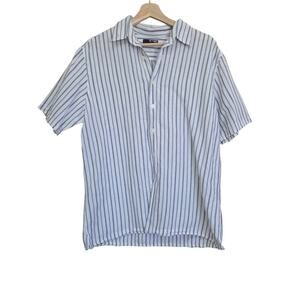 Murano | Linen Blend Breathable Striped Button Up Short Sleeve Shirt